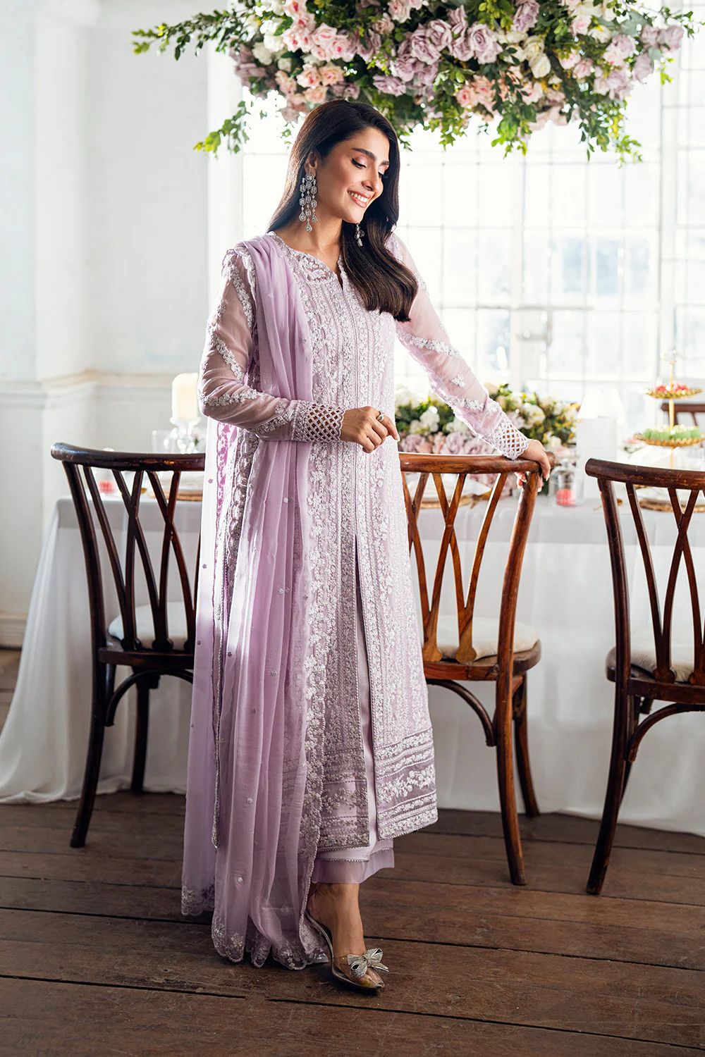 Chiffon Embroidered 3 Piece Dress by AZURE