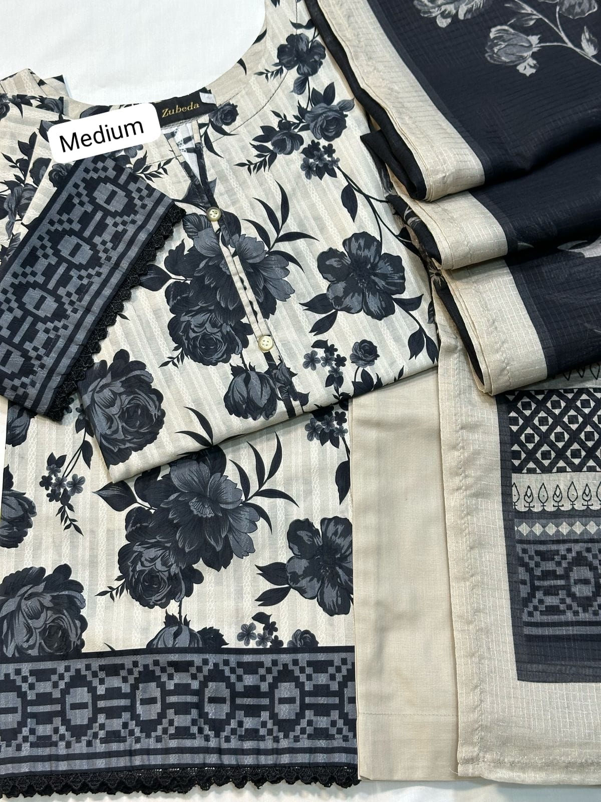 NINOKARA PRINTS STICHED 3 PIECE STITCHED