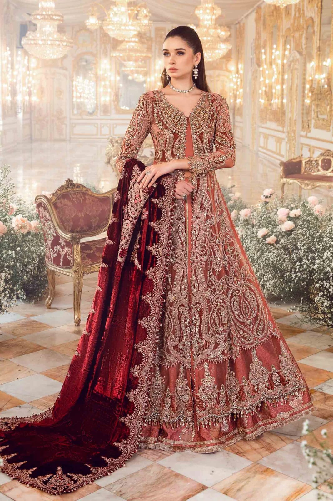 MARIA B UNSTICHED NET FROCK MOST DEMANDING