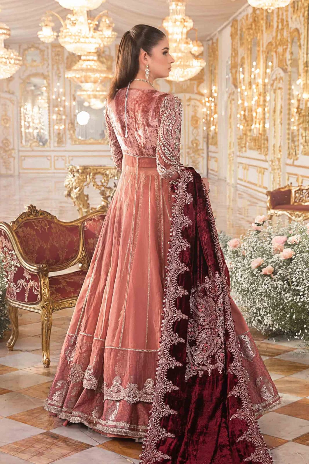 MARIA B UNSTICHED NET FROCK MOST DEMANDING