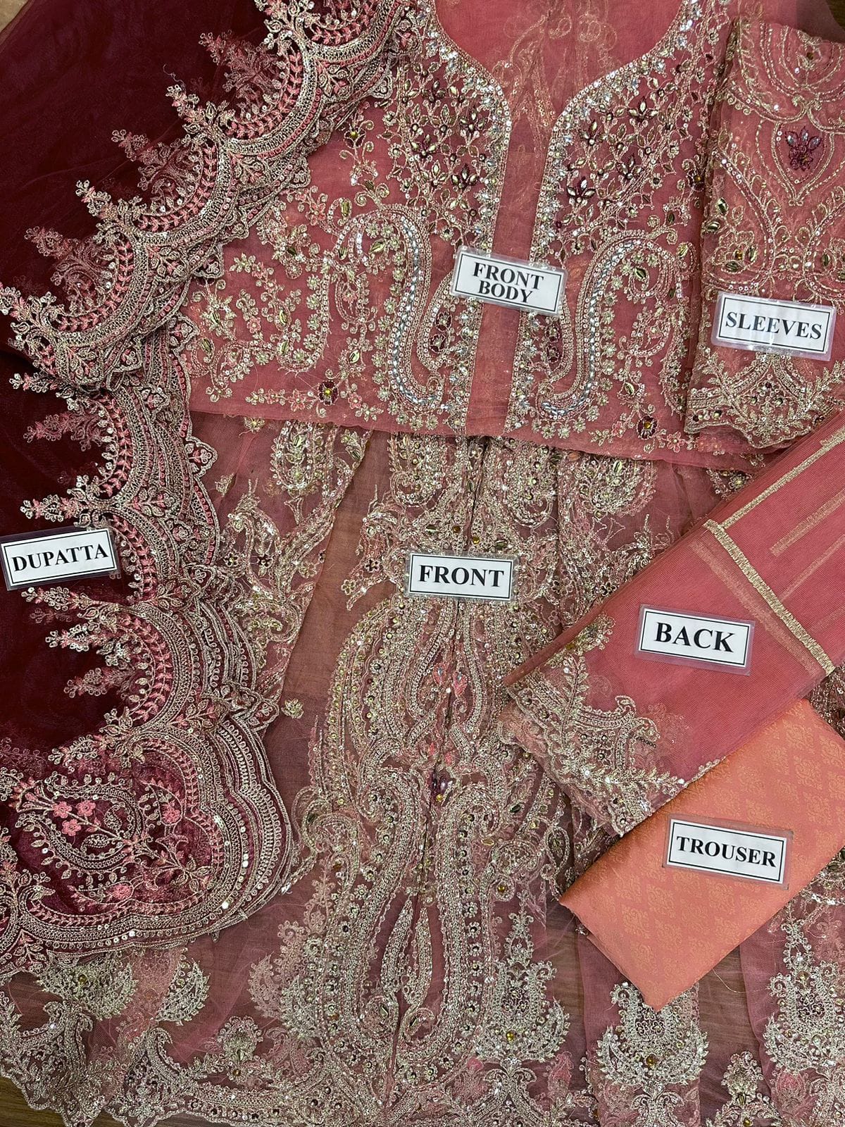 MARIA B UNSTICHED NET FROCK MOST DEMANDING