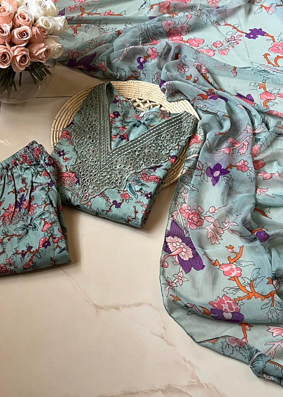 JHANNAK Presents Lawn Embroidered Stitched 3 pieces