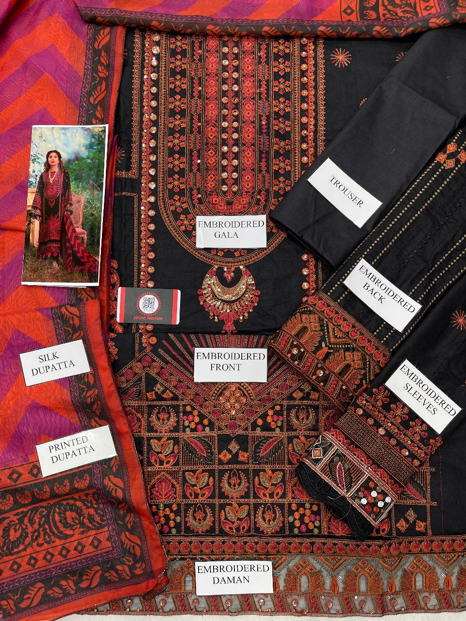 JHANNAK PRESENTS SUMMER MULTI SHADE BLACK DRESS WITH SILK DUPATTA