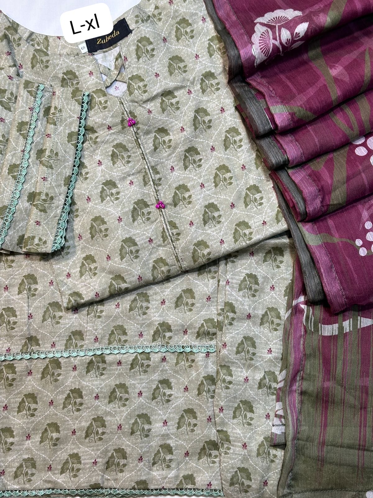 PREMIUM PRINTED LAWN CHIFFON DUPATTA COLLECTION 3 PIECE STICHED