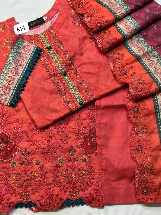 PREMIUM EMBROIDERED LAWN 3 PIECE STITCHED