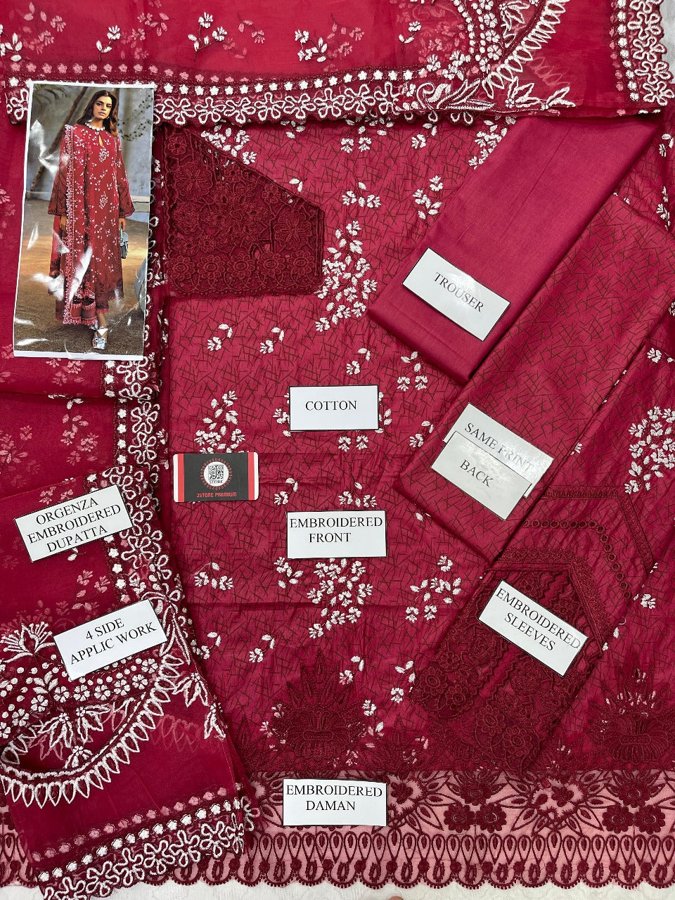 Chikenkari  Embroidered 3 Piece by LAMINA