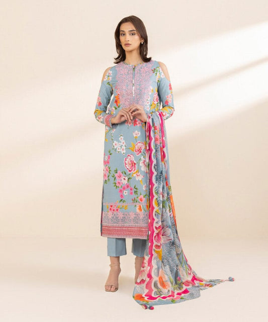 Sapphire Swiss Lawn Embroidered Dress 3 Piece