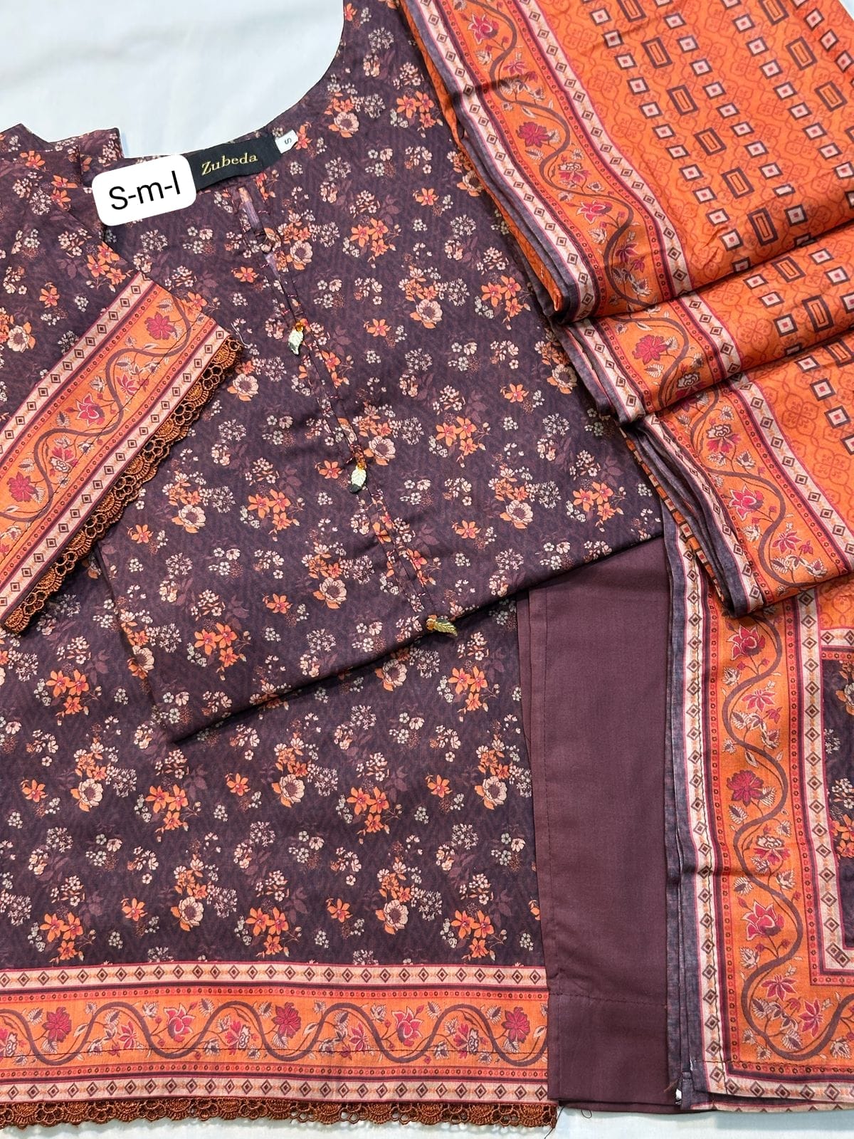 PREMIUM PRINTED LAWN 3 PIECE STITCHED