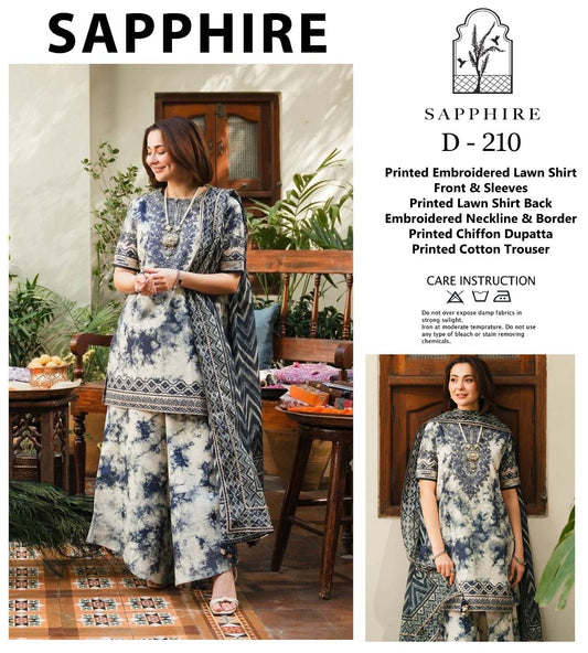 Saphire Lawn Collection 3 Piece Embroidered Sequence Patches