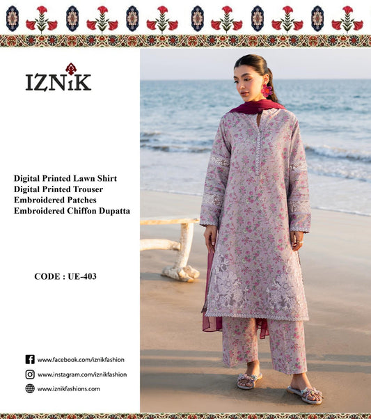 Embroidered Lawn 3 Piece by IZNIK