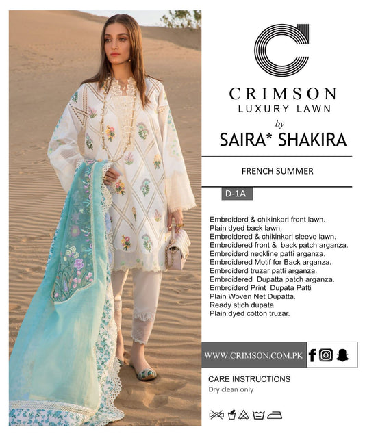 Crimson Luxury Lawn by Saira Shakira