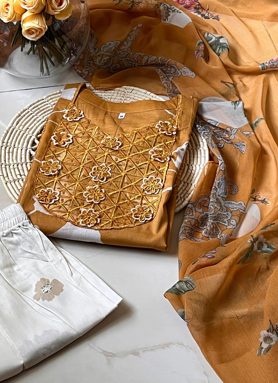 JHANNAK Presents Lawn Embroidered Stitched 3 pieces